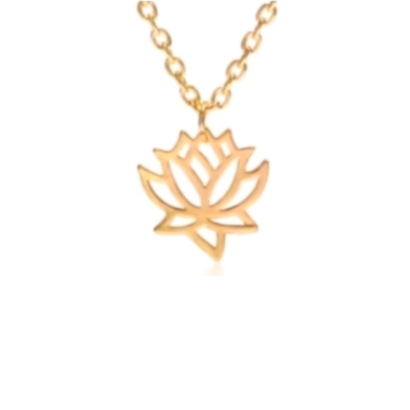 NEW Gold Lotus Pendant Necklace - Picture 3 of 5